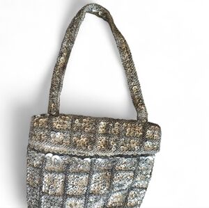 Vintage Stylecraft Miami Beaded Silver Sequin Handmade Hong Kong Evening Bag